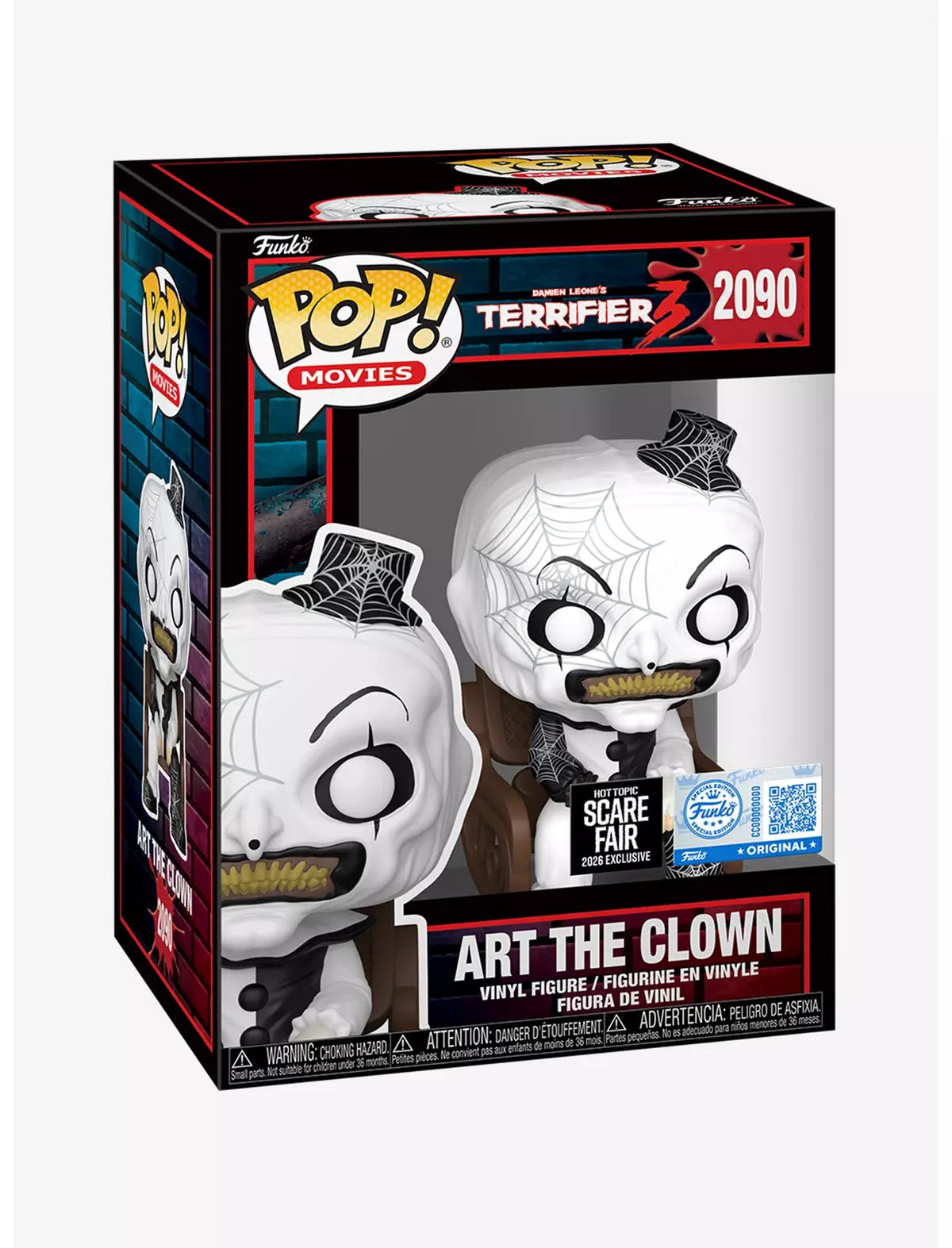 Funko Pop! Terrifier 3 Art the Clown #2090 nella confezione Hot Topic Scare Fair 2026 Exclusive