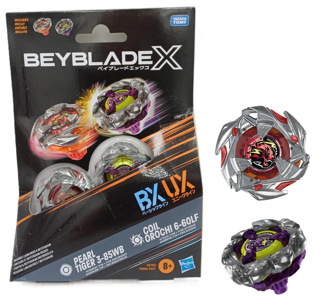 Beyblade X Pearl Tiger 3-85WB e Coil Orochi 6-60LF Dual Pack Hasbro
